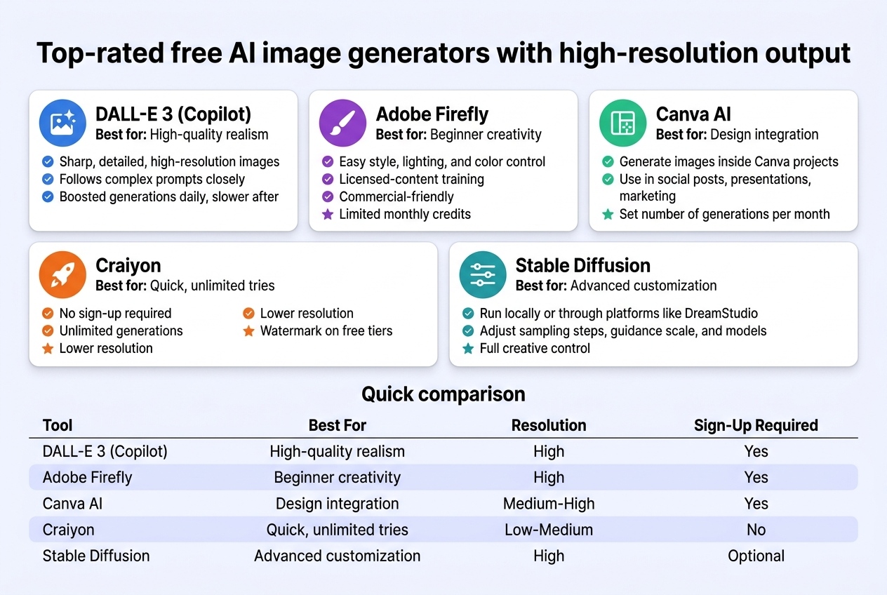 Top rated free AI image generators with high resolution output Top rated free AI image generators with high resolution output